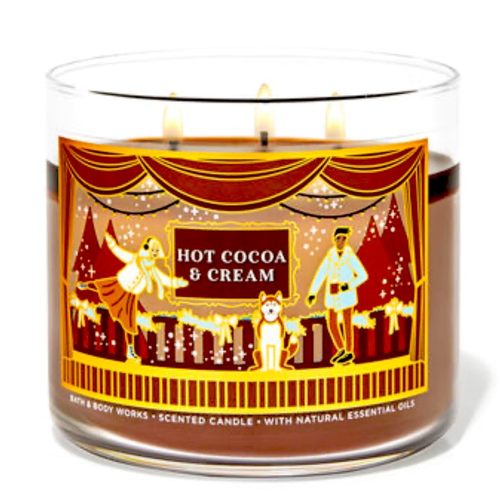 Bath & Body Works 3 Wick Candle- Hot Cocoa and Cream